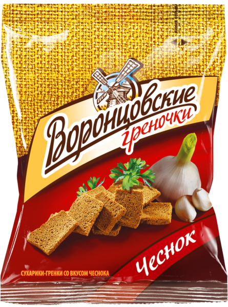 Сухарики ржаные ВОРОНЦОВСКИЕ со вкусом чеснока